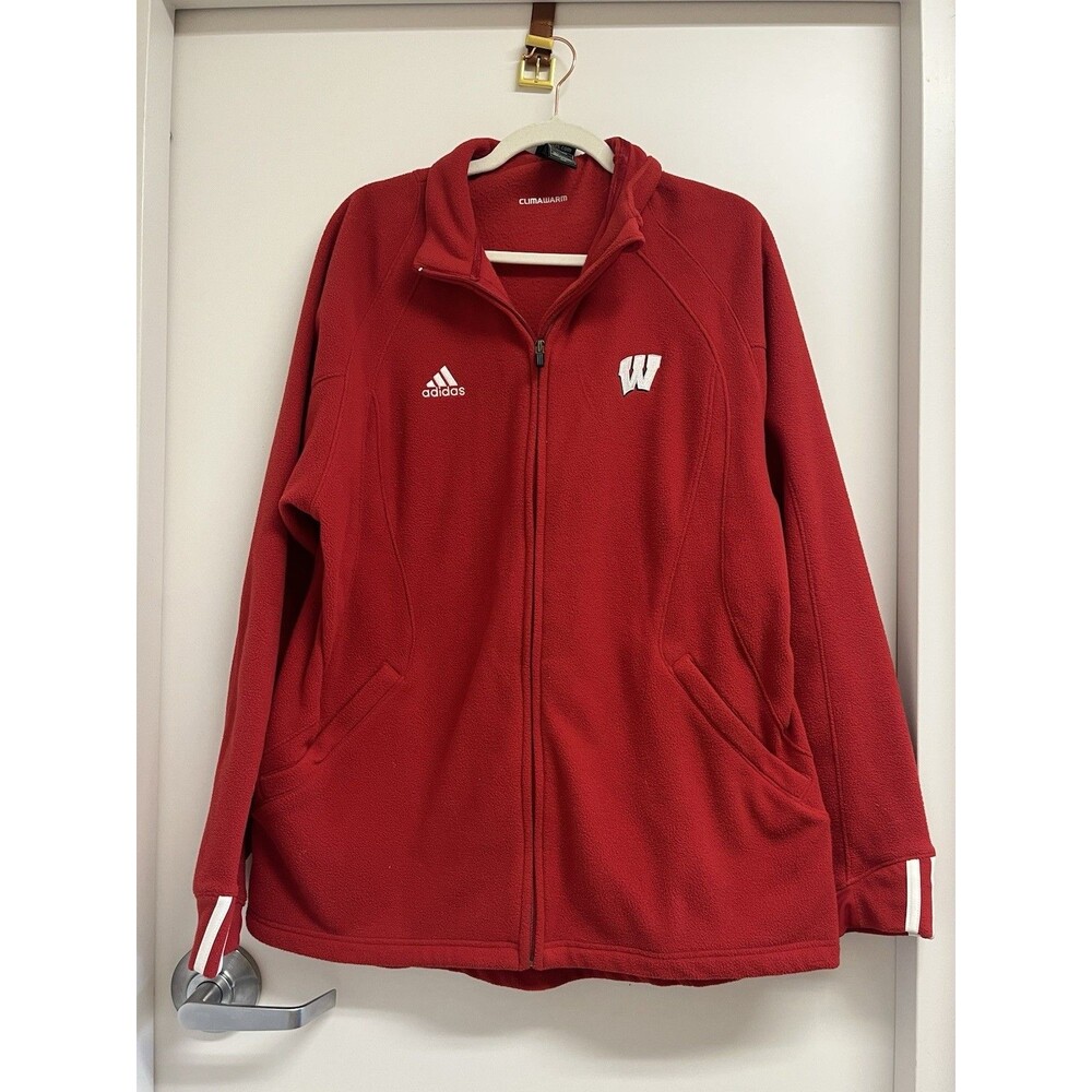 Wisconsin Badgers Adidas ClimaWarm Full Zip Fleece Knit Jacket Men's Medium